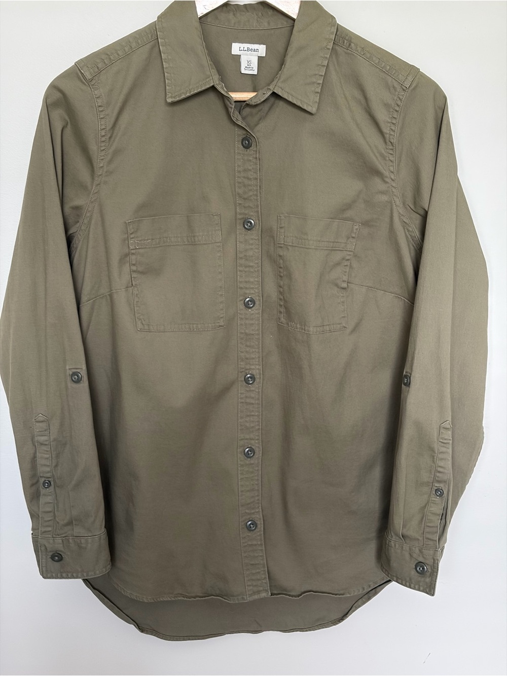 L.L. Bean Woman’s Olive Green Button-Down Utility Shirt